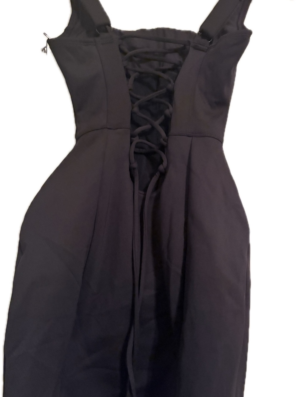 Black Lace-Up Back Backless Dress